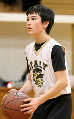 Image: Cade Tindol(6) readies himself before shooting a halftime free-throw during the IYAA 5th/6th grade boys game against Hillsboro.