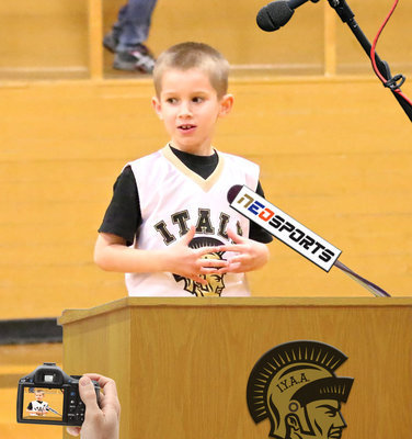 Image: IYAA Basketball’s Levi Joffre answers questions during the post game press conference.