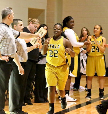 Image: Lady Gladiator Taleyia Wilson(22) is introduced during the pre-game.