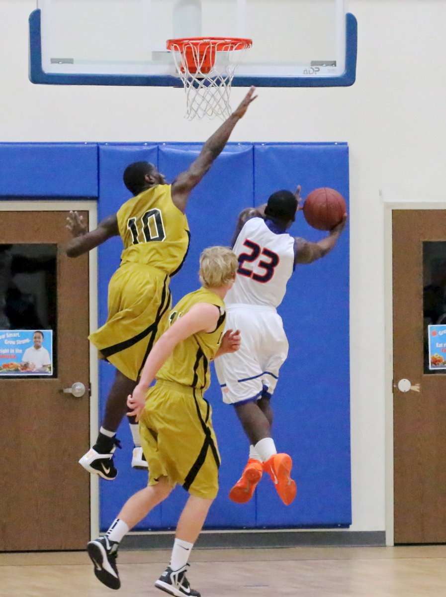 Image: TaMarcus Sheppard(10) and Cody Boyd(15) try to defend the goal against Gateway.