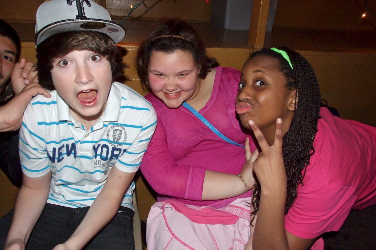 Image: Ryder Itson, Virginia Stephens and Keondra Jackson enjoy their Valentines dance.