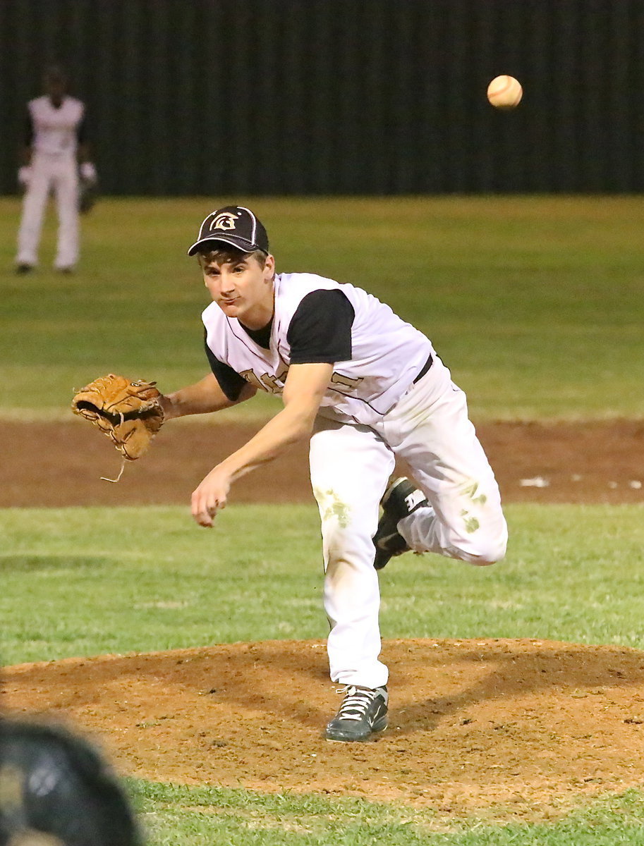 Image: Pitcher Levi McBride(1) finishes of the game for Italy.