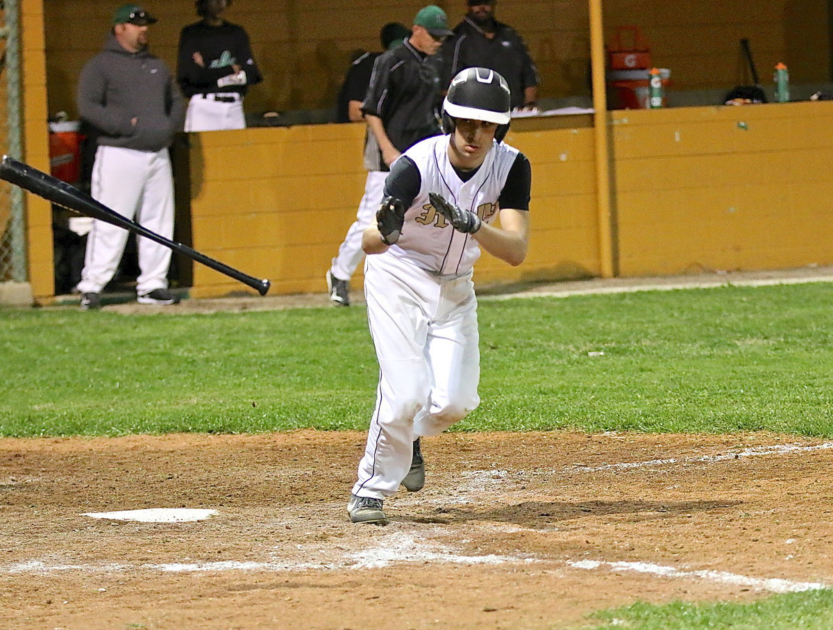 Image: Ryan Connor(4) works to get walked to put two runners on base for the Gladiators.