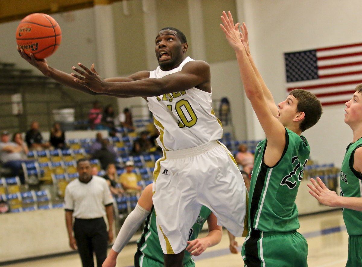 Image: TaMarcus Sheppard(10) flies higher than an a Eagle to score a basket for Italy.