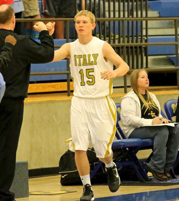 Image: Cody Boyd(15) is introduced before Italy’s bi-district game against the Valley View Eagles.