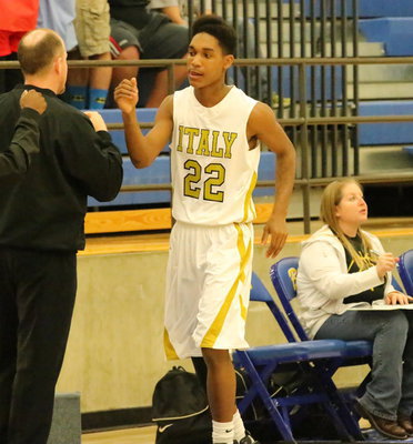 Image: Trevon Robertson(22) is introduced before Italy’s bi-district game against the Valley View Eagles.