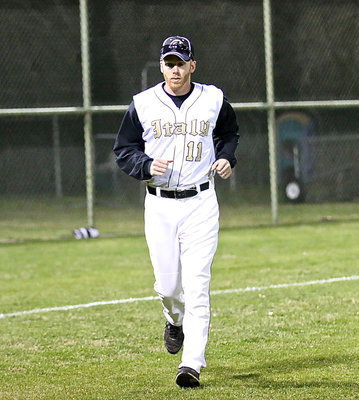 Image: Italy Gladiator Baseball head coach Jon Cady(11) trots in from third base while having high hopes that his ball club will trot into the playoffs in 2014.