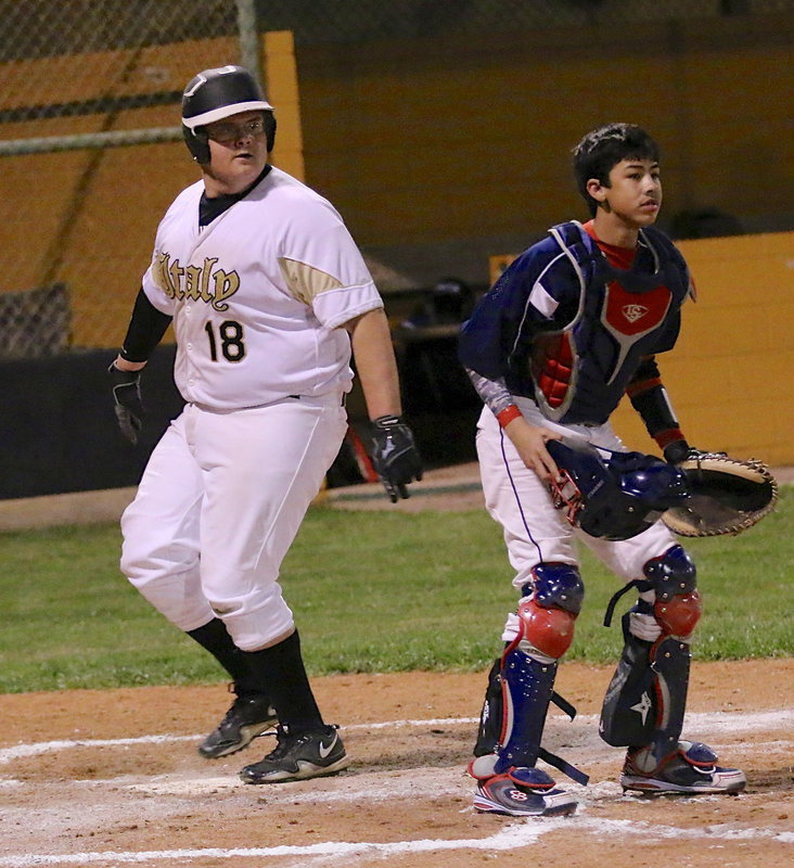 Image: Collin Newman(18) scores a run for the JV Gladiators.