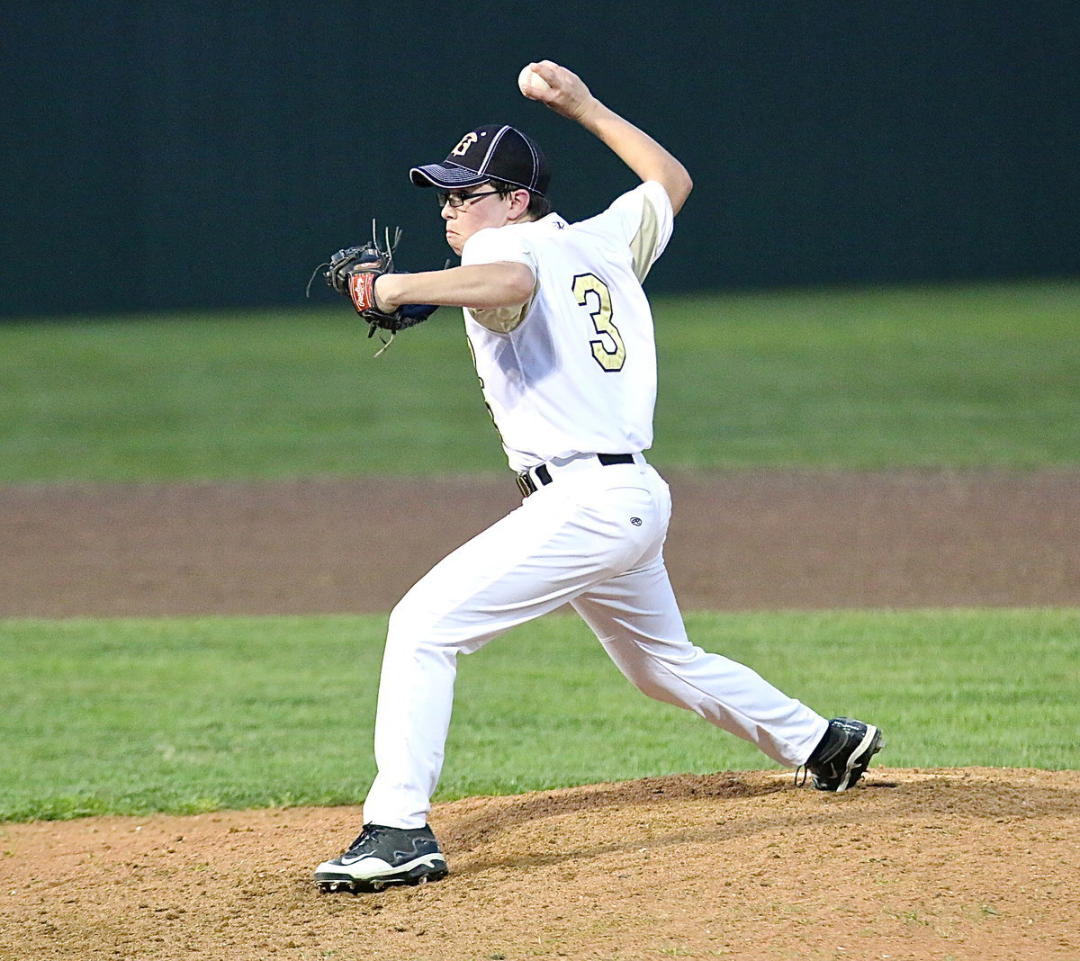 Image: JV Gladiator pitcher Eli Garcia(3) helps give Italy a 6-3 lead midway thru the game.