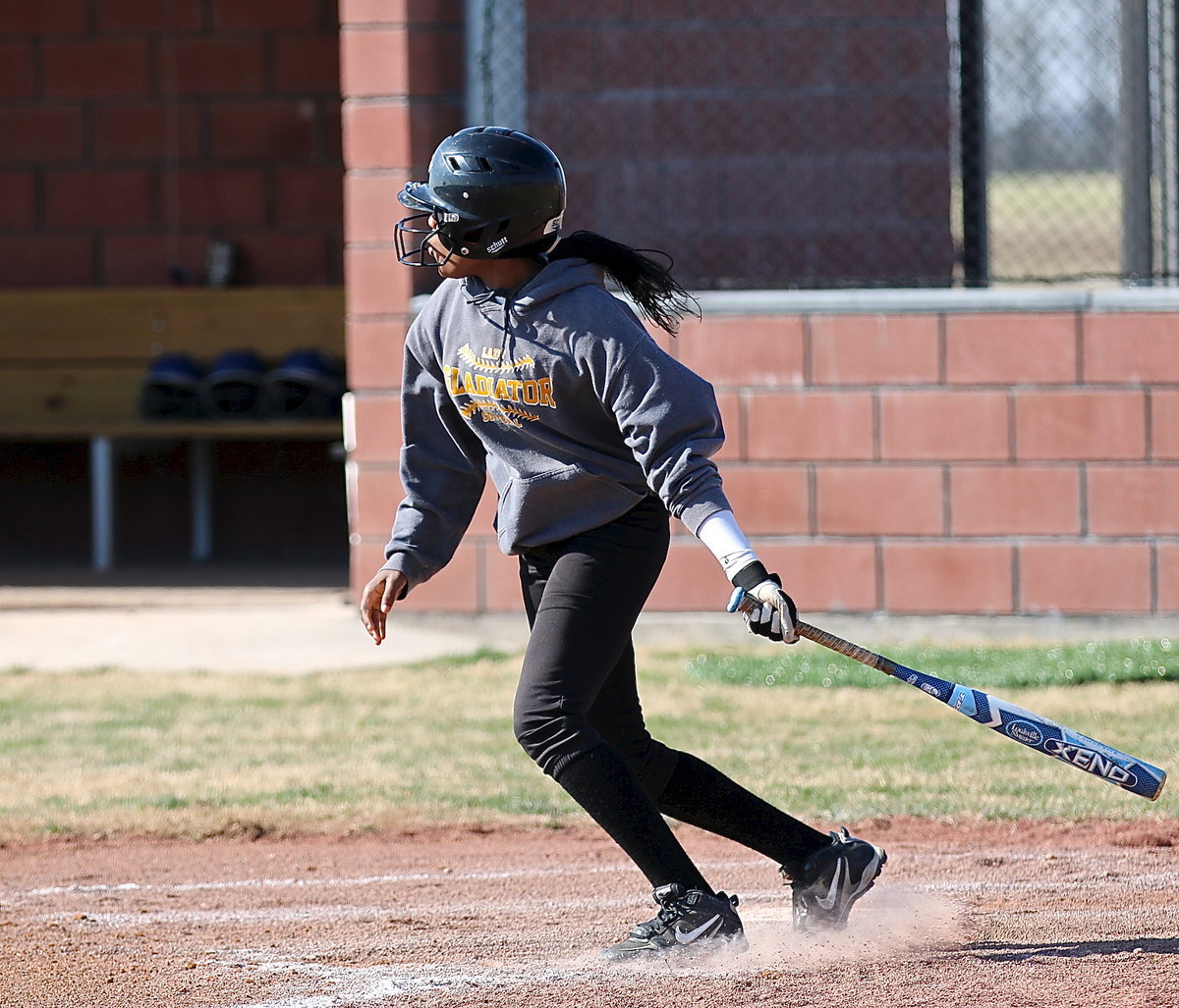 Image: Lady Gladiator K’Breona Davis moves the runners.