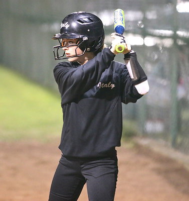 Image: Lady Gladiator Britney Chambers(4) prepares to battle at the plate.
