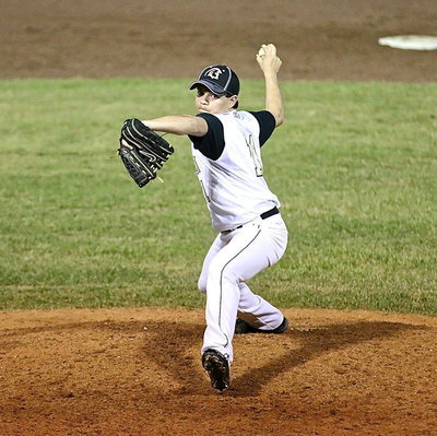 Image: Tyler Anderson(11) keeps working from the mound(11) for the Gladiators.