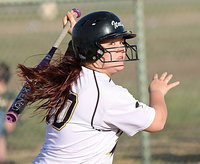 Image: Senior slugger Paige Westbrook(10) tries to hit the Lady Gladiators into the right direction against Itasca.