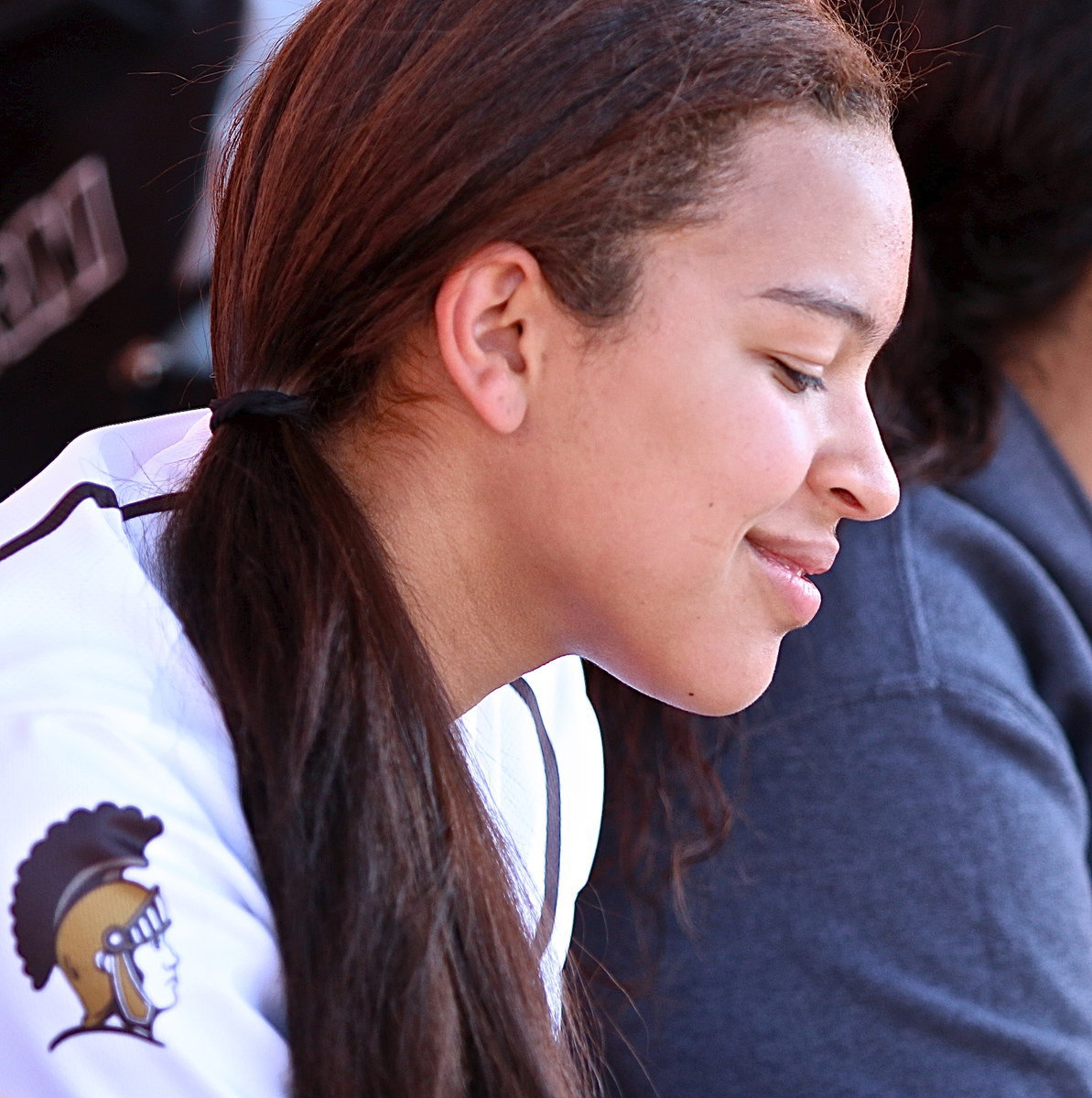 Image: April Lusk(18) likes what she sees out of her teammates as they begin to walk away with this one.