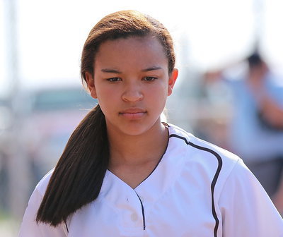 Image: Freshman April Lusk(18) with the look of a fierce competitor.