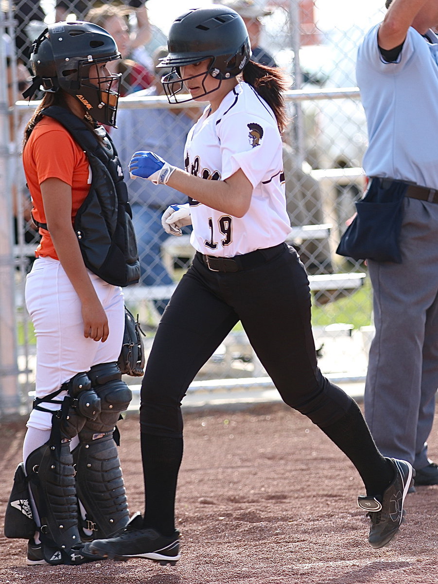 Image: Lizzy Garcia(19) scores for the Lady Gladiators.