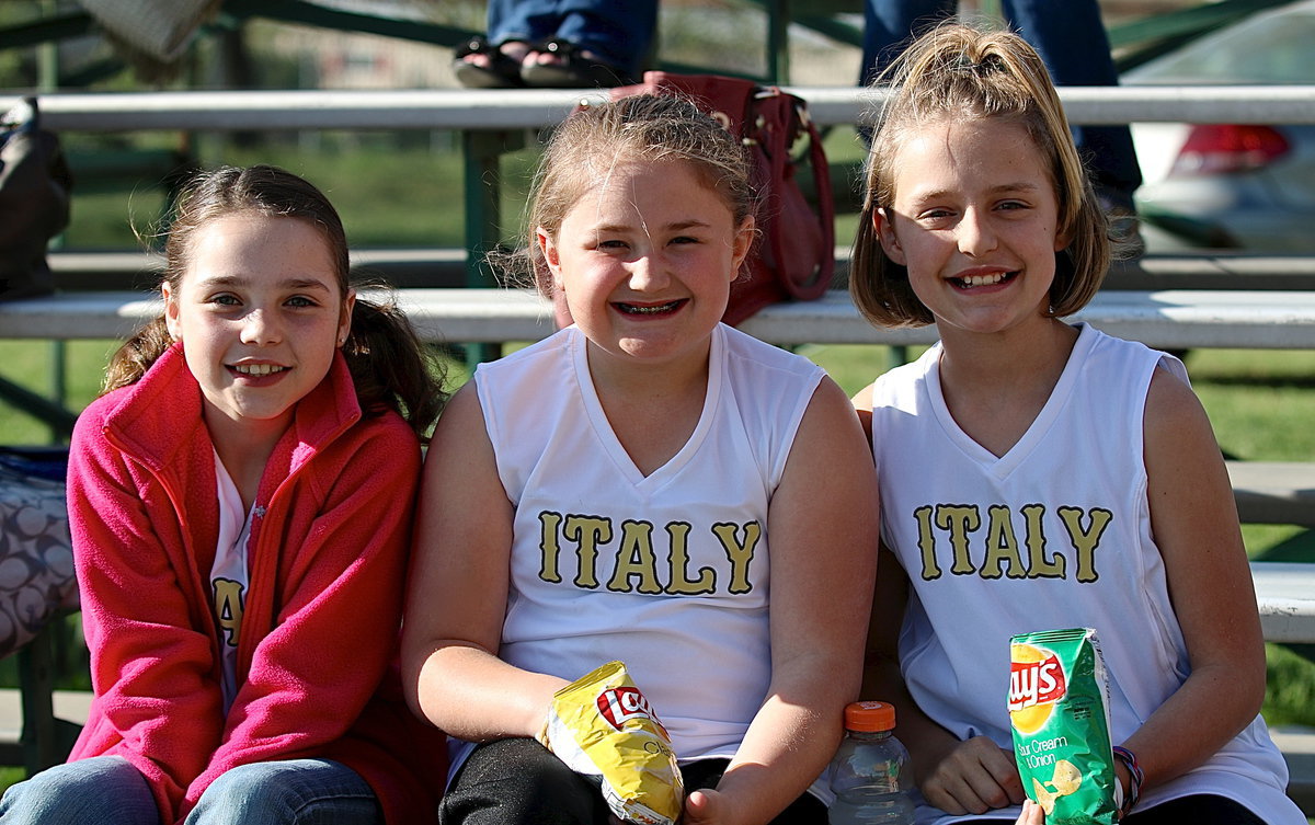 Image: Several IYAA softball players were on hand to represent their ball clubs as part of the high school’s White Out day. Pictured (L-R) are Emily Janek, Haley Mathers and Brooke Gage.