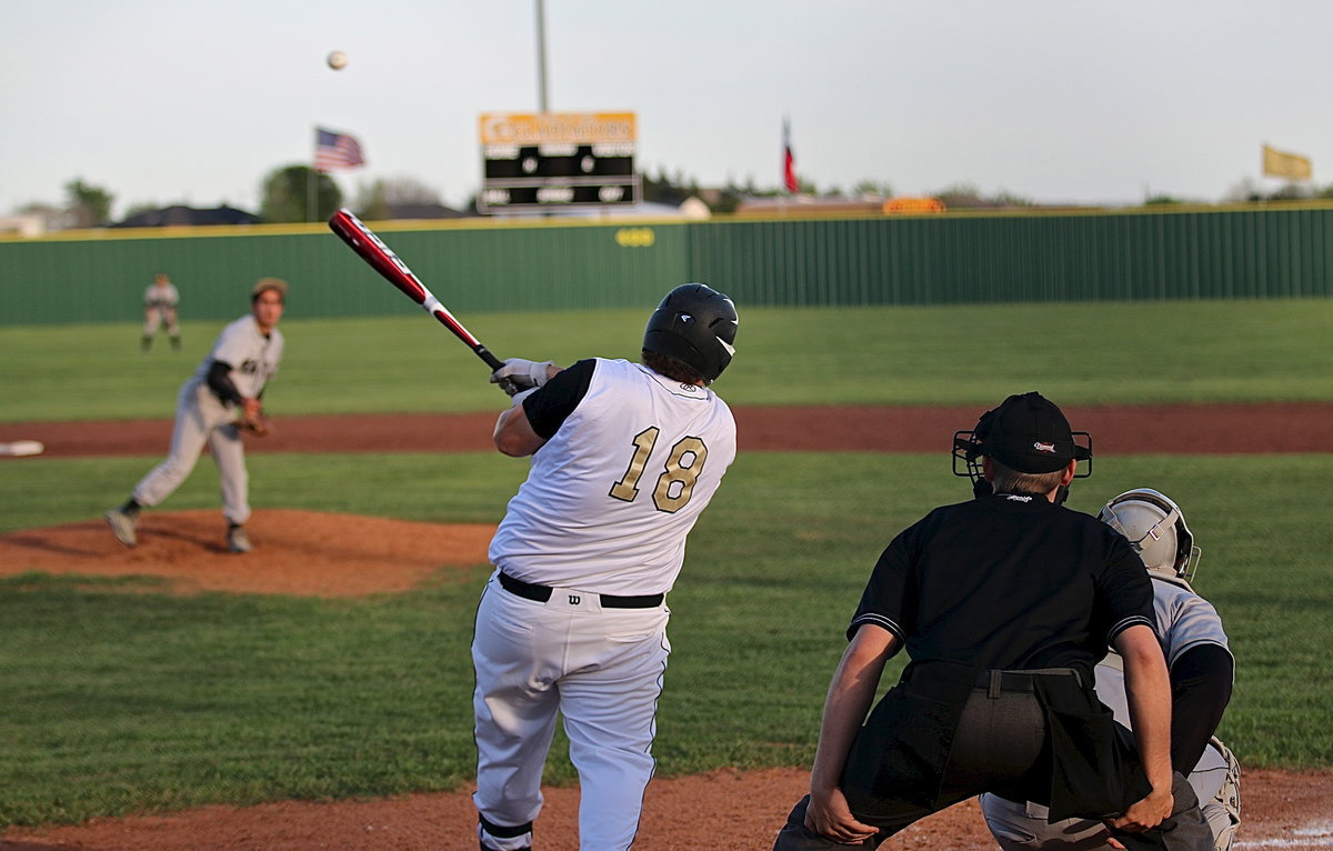 Image: Gladiator junior John Byers(18) makes history in the first-inning with a 3 run inside the park homerun shot to center, putting the first runs up on Loyd Davidson Field’s new scoreboard.