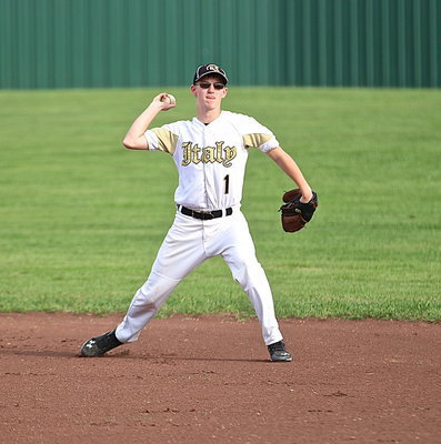 Image: Second-baseman Hunter Ballard(1) covers a grounder and then throws to first-base for a key out.