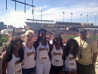 Image: Italy Lady Gladiators Bernice Hailey, Halee Turner, Janae Robertson, Kortnei Johnson and Kendra Copeland, pictured with track coach Bobby Campbell, recently competed in the 2014 87th Clyde Littlefield Texas Relays at Mike A. Myers Stadium in Austin, Texas.