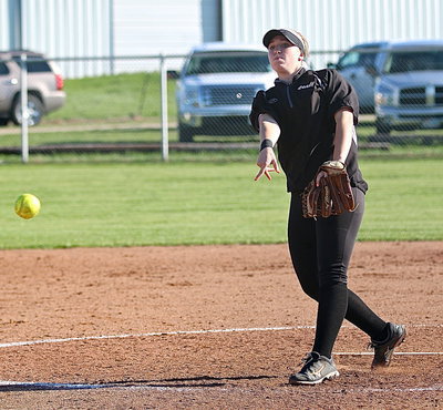 Image: Jaclynn Lewis(15) is entrusted to bring home the win for the Lady Gladiators as she reclaims the circle in the bottom of the seventh.