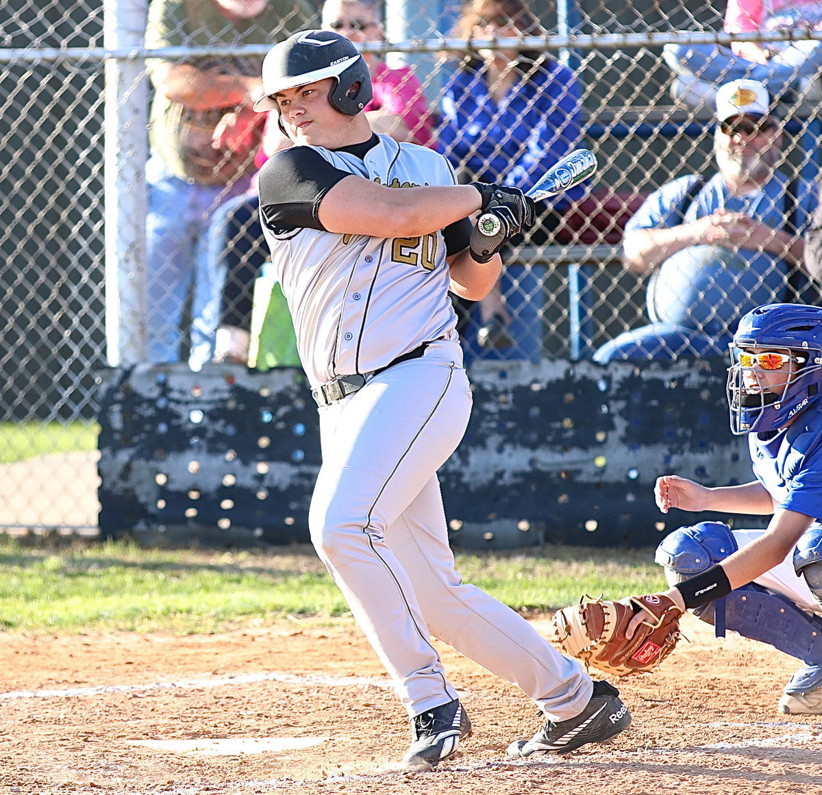 Image: Senior Zain Byers(20) tries to drive in another run for the Gladiator cause.