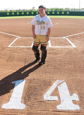 Image: The lone Lady Gladiator 2014 senior Paige Westbrook(10) is ready to play her final home game.