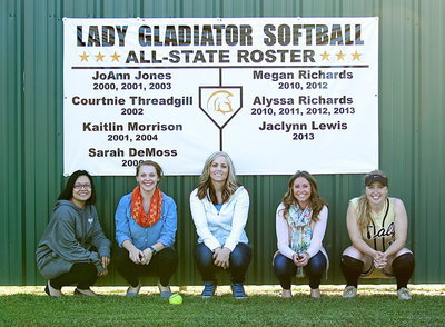 Image: Five of Italy’s all-state players were on hand for the field dedication including JoAnn Jones-Miller, Sarah DeMoss-Fulfer, Courtnie Threadgill, Kaitlyn Morrison and Jaclynn Lewis. Megan Richards and Alyssa Richards were with their college teams and unable to attend the event.