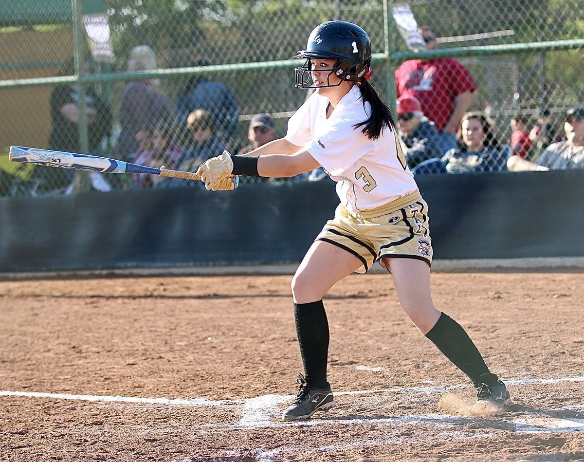 Image: Bailey Eubank(43) swings away and the ball sails away for a double.