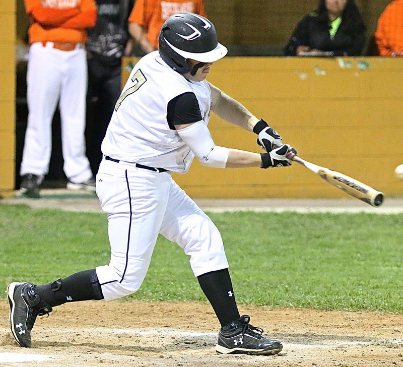 Image: John Escamilla(7) leads the Gladiator Hitmen against visiting Avalon with 3 doubles and 3 RBIs on 3 at bats. In doing so, Escamilla helped put his team in a solid position to claim the district title with three district games remaining.