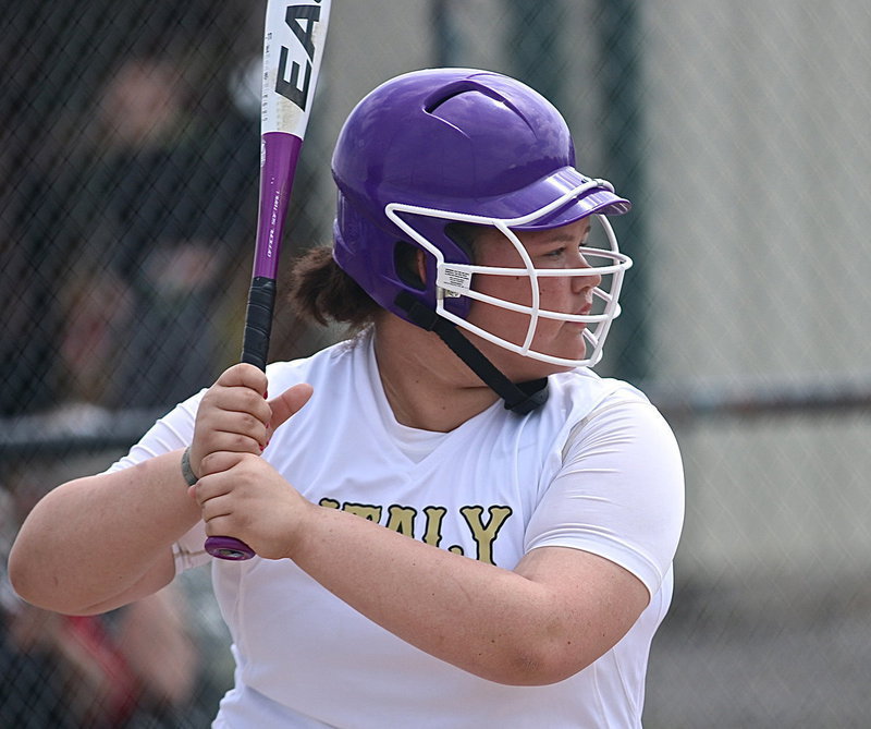 Image: Virginia Stephens is awfully purply while standing in the batter’s box.