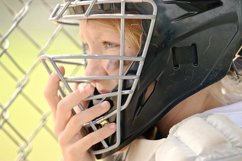 Image: Karley Sigler gears up for the game.