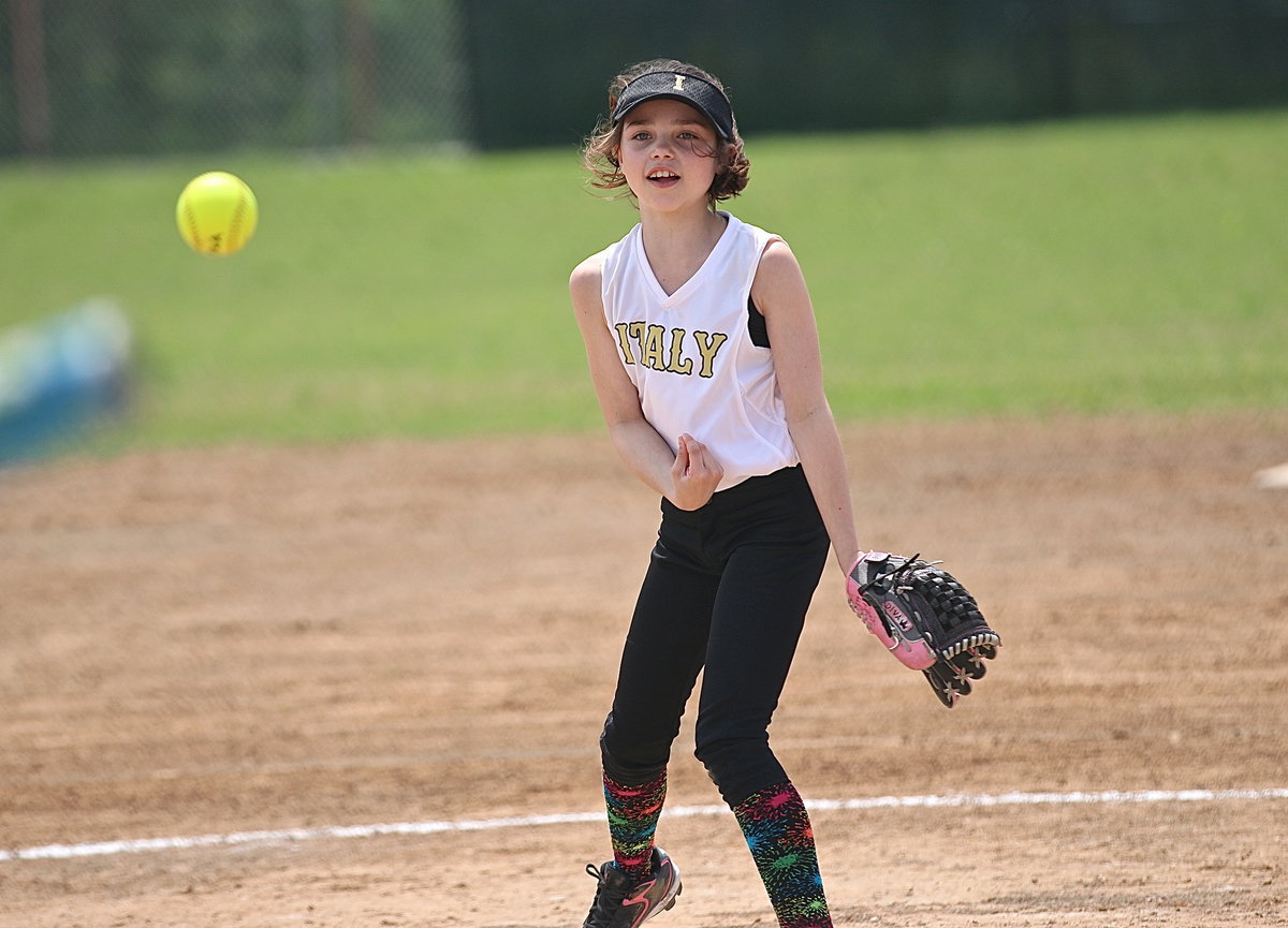 Image: Emily Janek his full of energy while in the pitchers circle.