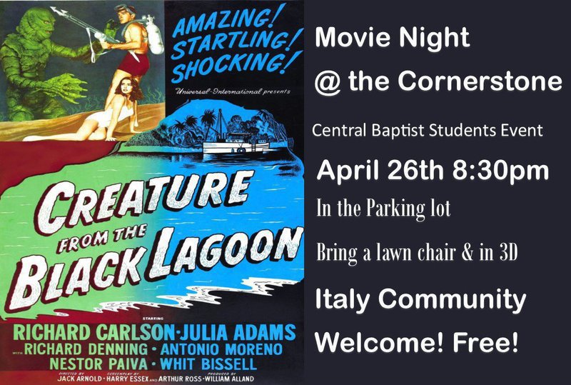 Image: Movie Night @ the Cornerstone Downtown Italy April 26th 8:30pm