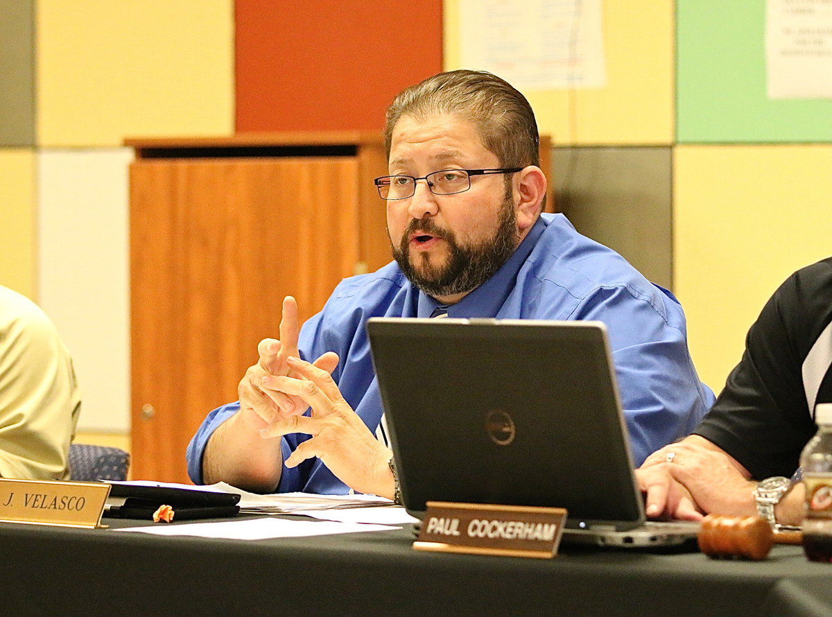 Image: Italy ISD Superintendent Jamie Velasco offers his Superintendent’s Report to the board.