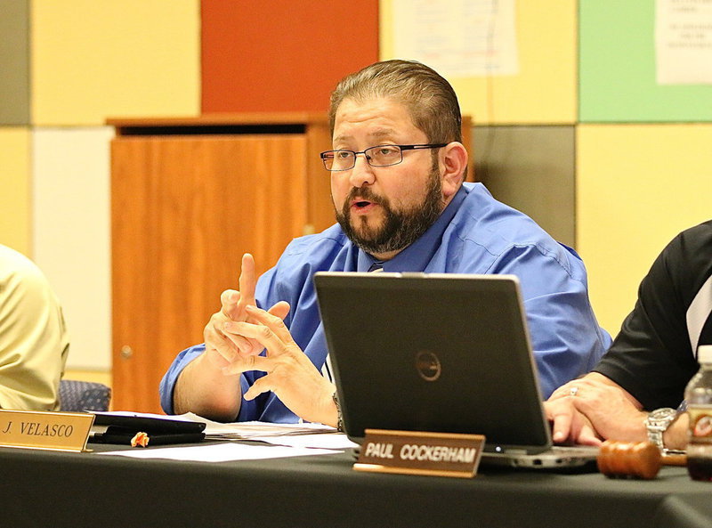 Image: Italy ISD Superintendent Jamie Velasco offers his Superintendent’s Report to the board.