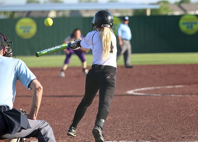 Image: Britney Chambers(4) batted four times and recorded 2 hits for the Lady Gladiator offense.