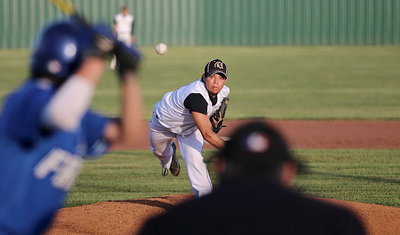 Image: Tyler Anderson(11) continues the grind from the mound for the Gladiators.
