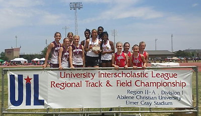 Image: Standing atop the champions podium are Lady Gladiators April Lusk, Kendra Copeland, Kortnei Johnson and Janae Robertson for their gold medal finish in the 4×100 sprint relay.