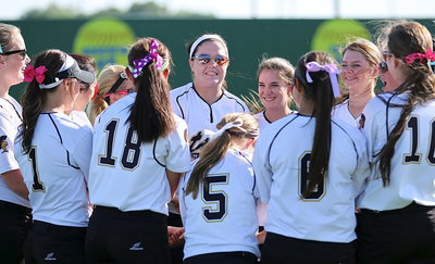 Image: Senior Paige Westbrook(10) fires up her team before the game with a mixture of straight talk, humor and blessings.