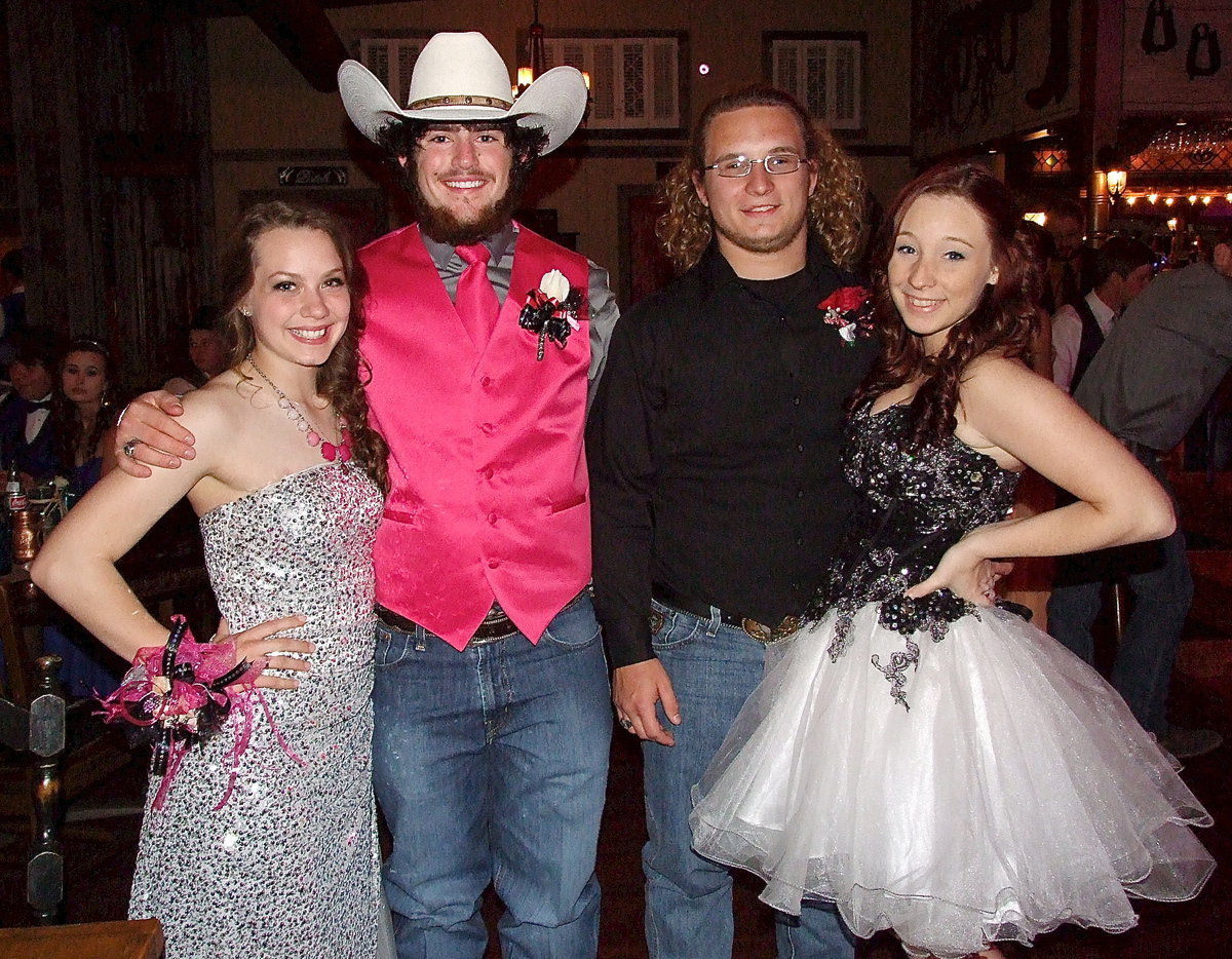 Image: Kyle Fortenberry and Shad Newman with their prom dates, Ashtyn Mondy from Pea Ridge, Arkansas, and Kara Dale from Maybank.