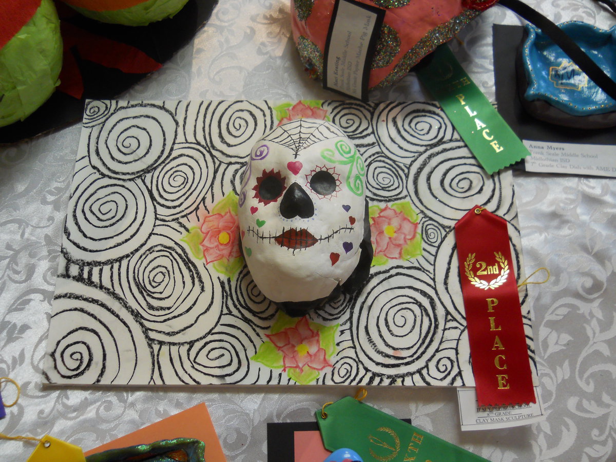 Image: Sarah Burrow’s 2nd place clay mask sculpture