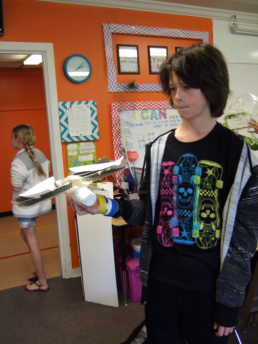 Image: Nicholas Feemster showing us his airplane complete with its egg.