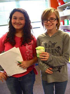 Image: Alexya Molina and Hannah Coffman show us their safe container for their egg.