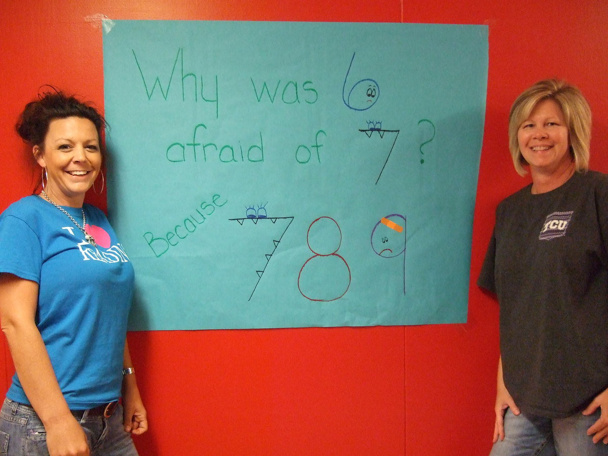 Image: These two team members of team EqUlpo are standing by one of their creative signs for one of the assigned missions.