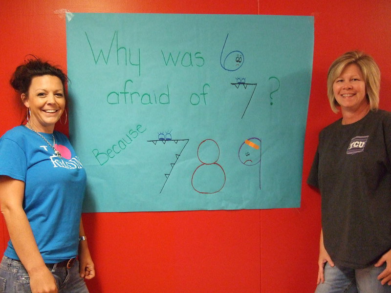 Image: These two team members of team EqUlpo are standing by one of their creative signs for one of the assigned missions.