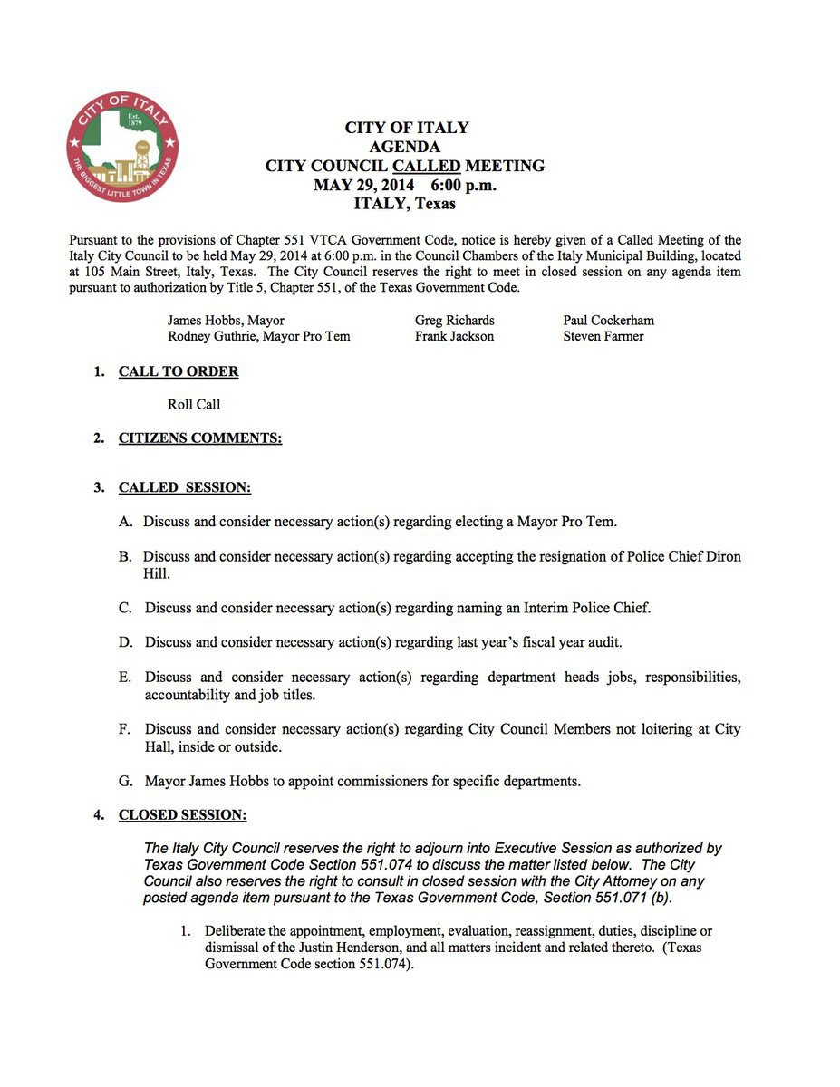 Image: Agenda – page 1