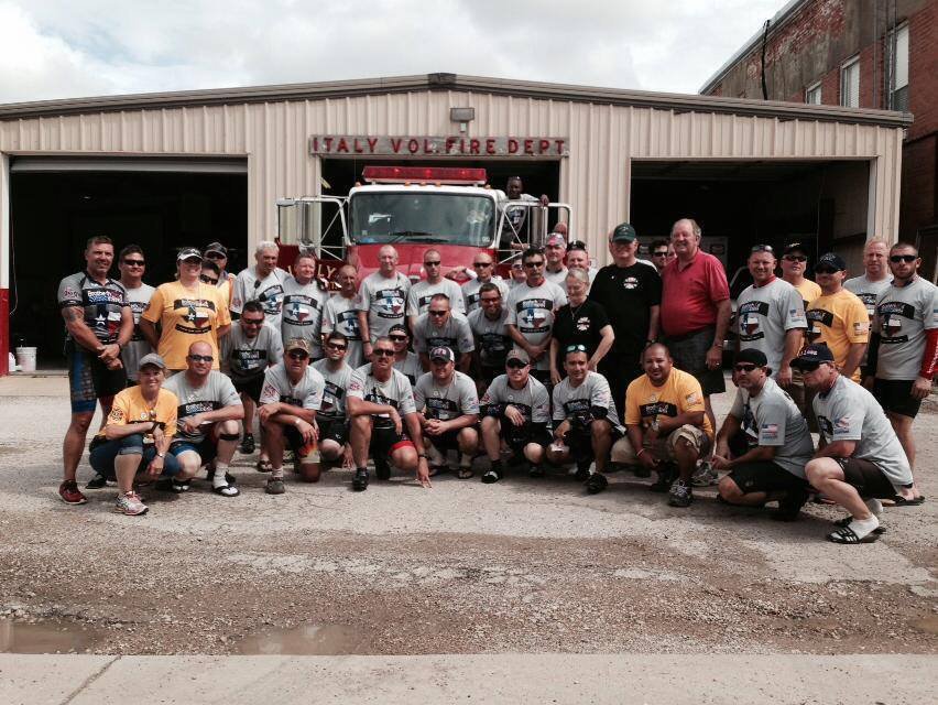 Image: Mayor James Hobbs, Bob and Carla Pickard with the Brotherhood Riders and support staff.