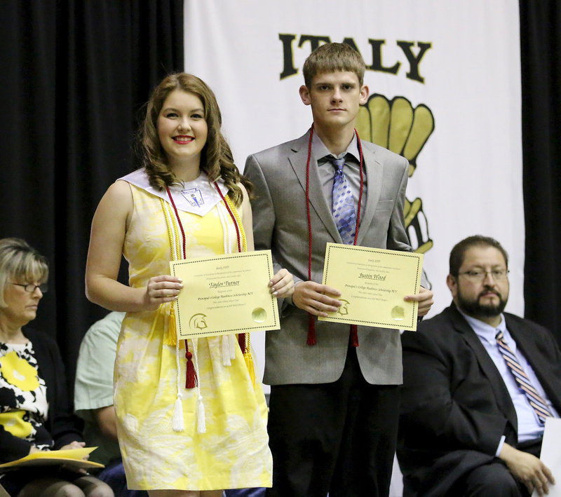 Image: Tying for the Principal’s ACT College Readiness Scholarship are Taylor Turner and Justin Wood with scores of 23 on the ACT.