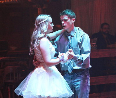 Image: Justin Wood and Kelsey Nelson take it nice and slow around the dance floor. For the record, Justin was not singing to Kelsey in this photo.